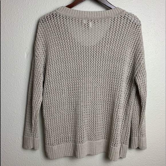 COLDWATER CREEK beige Sweater SZ XL open Knit drop-sleeve scoop neck Ramie boho - Picture 6 of 13